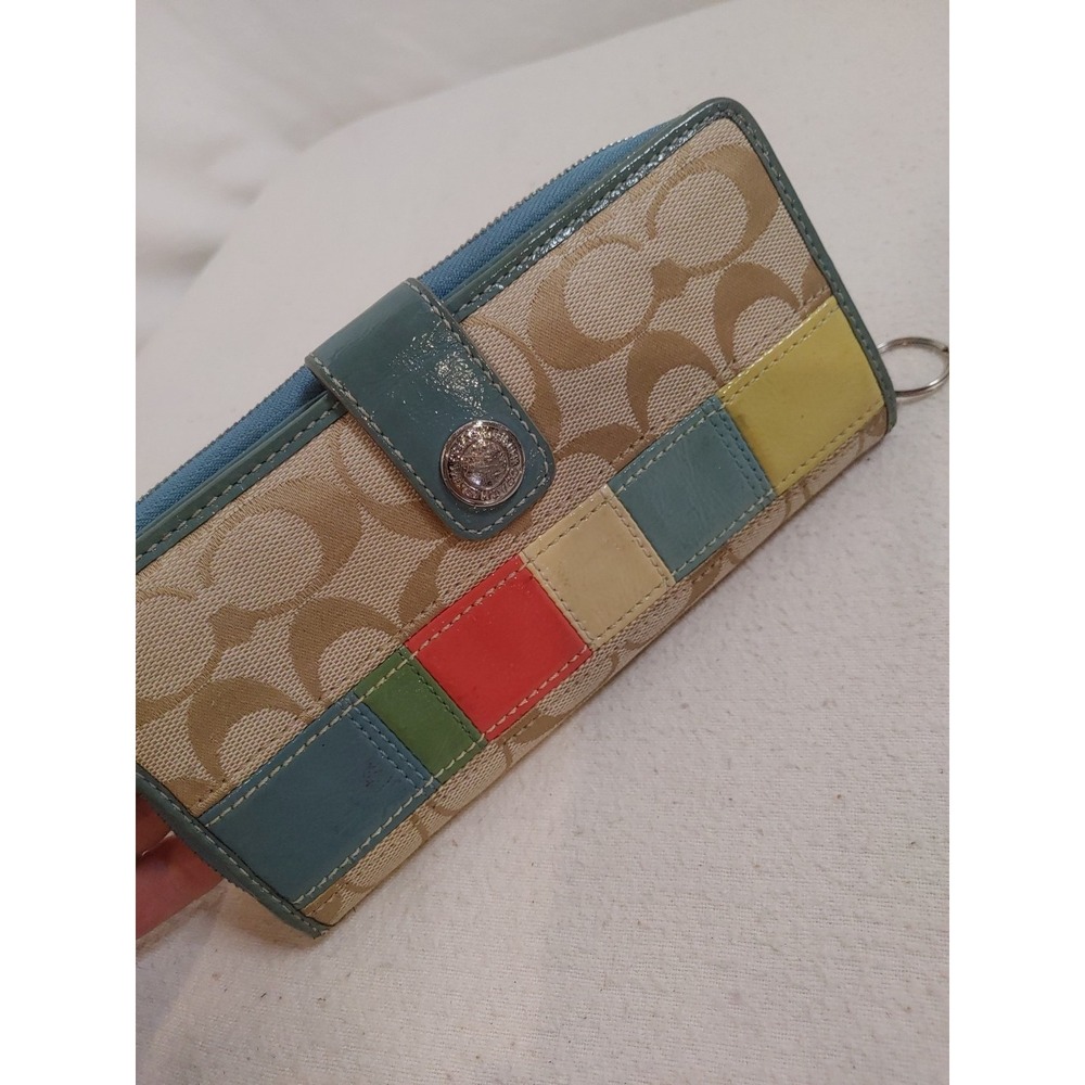 Vintage Coach Signature Patent Color‎ Block Full Size Wallet Pre-owned